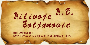 Milivoje Boljanović vizit kartica